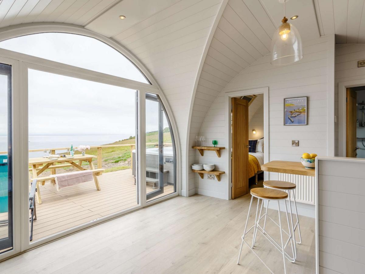 Interior of a 2-bedroom hot tub lodge in Nigg