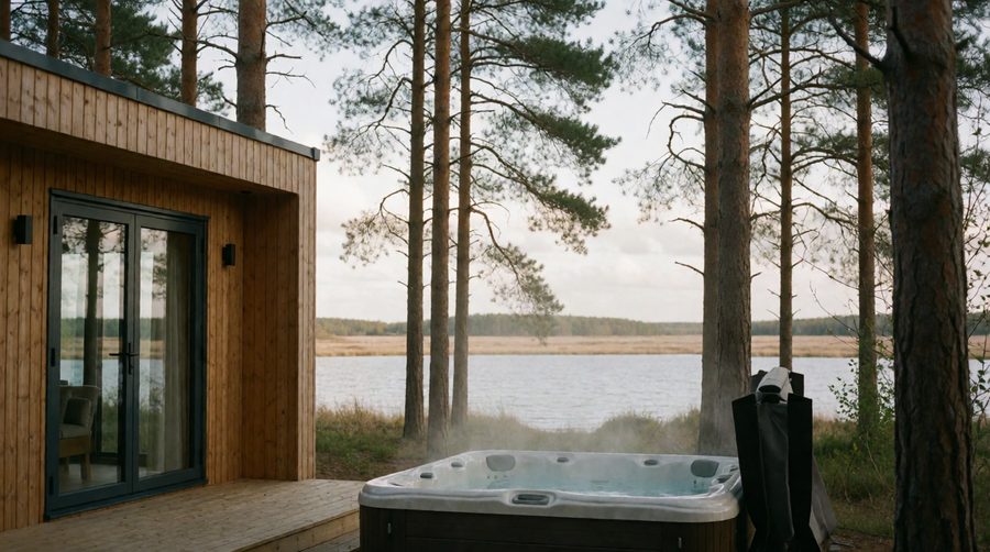 West Norfolk's hot tub lodges sit among pine woods and old gravel lakes rather than on the seafront