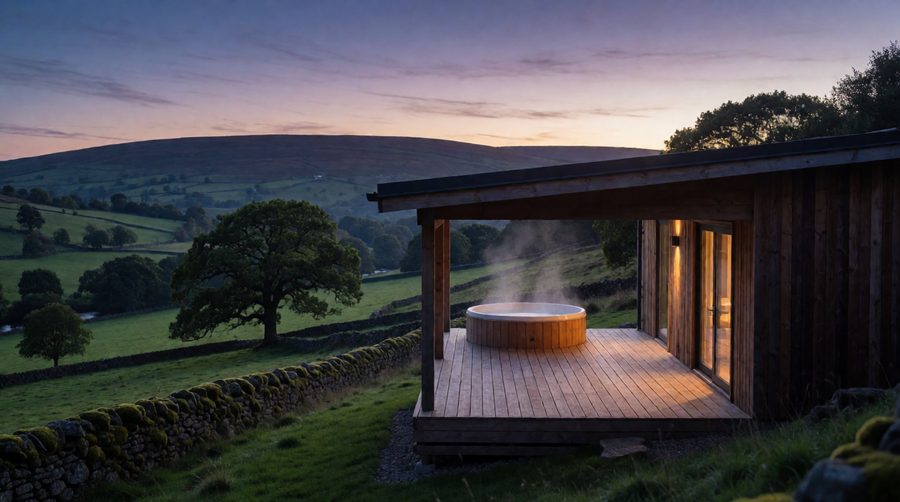 Pendle Hill and the Bowland fells frame the view from most hot tub lodges in the Ribble Valley